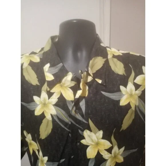 New Cutter Buck Shirt Mens Large L Short Sleeve Button Front Floral Multicolor - Picture 5 of 15